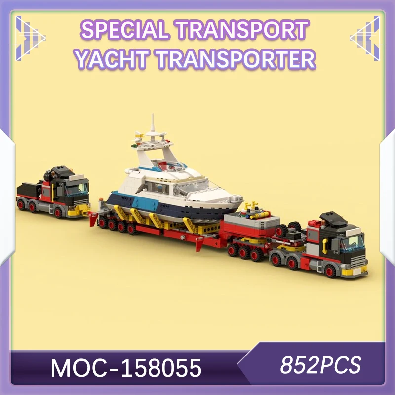 

852P Специальная транспортировочная яхта-транспортер Строительные блоки Городская транспортная техника Модель транспортного средства Игрушки MOC- 158055