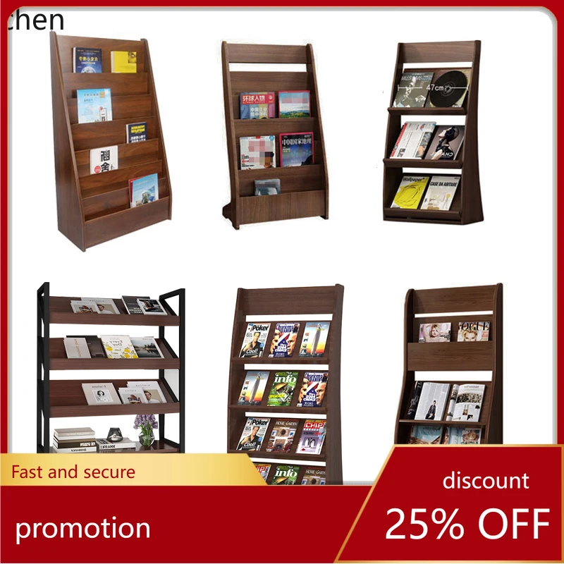 CZ Magazine Rack Floor Standing Brochure Display Rack Flyer Holder Storage Organizer Wooden