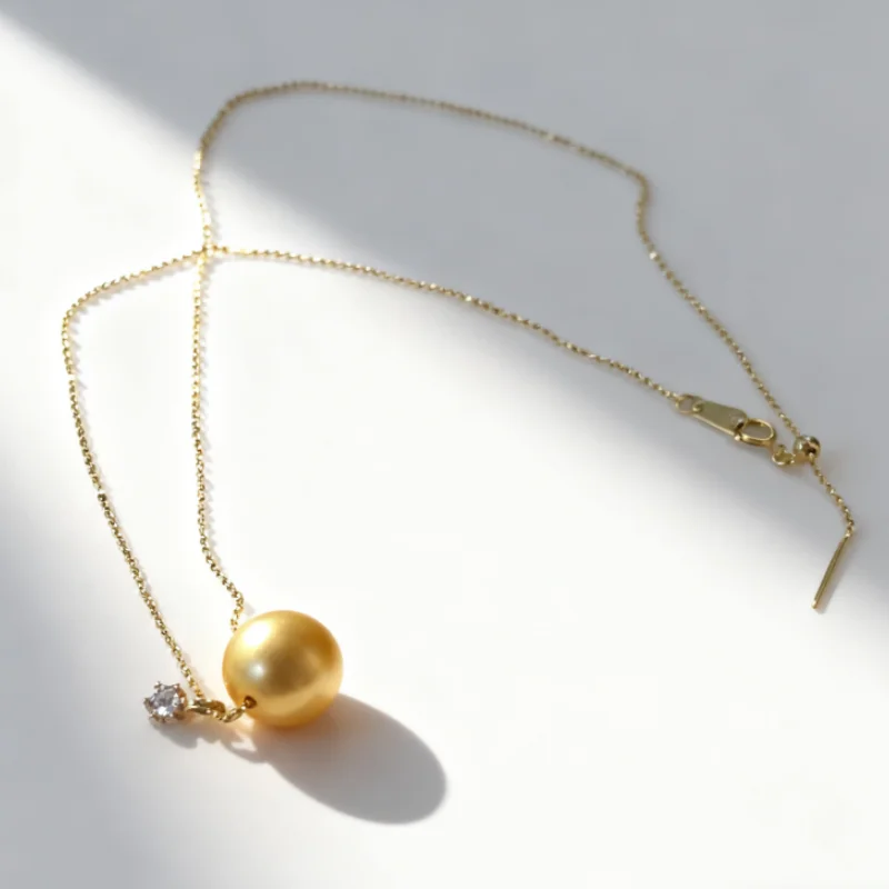 

SGARIT 925 Sterling Silver Bead Chain Necklace Natural Golden South Sea Pearl Luxury Ocean Pearl Jewelry for Women Elegant Gift