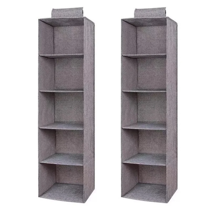 

ABHB-2X Wardrobe Hanging Storage Bag Interlayer Drawer Type Clothes Hangers Holder Portable Organizer Hanging (5 Layers)