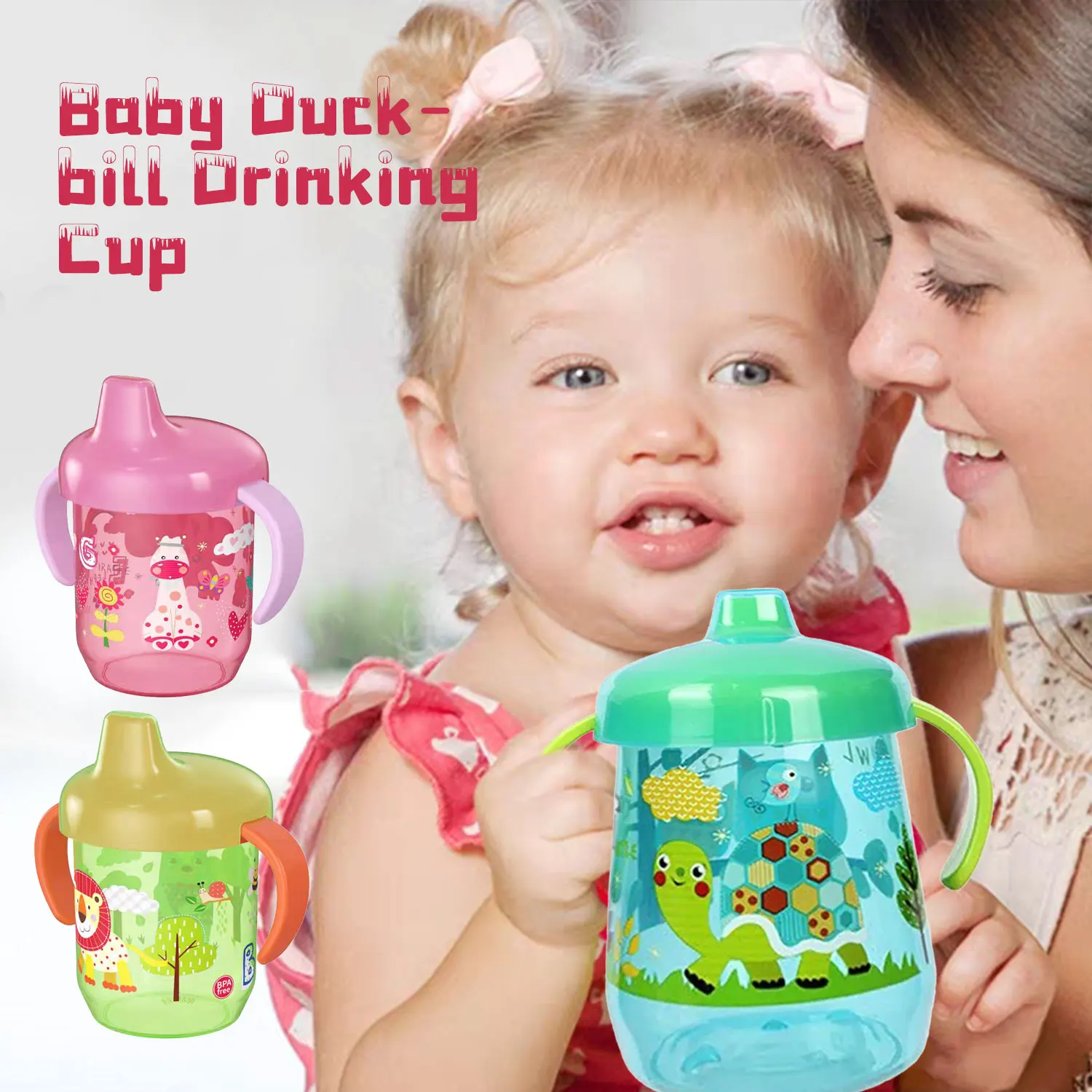 Drinking duckbill cup photography accessories Large diameter PP material with handle Drinking cup for boys and girls