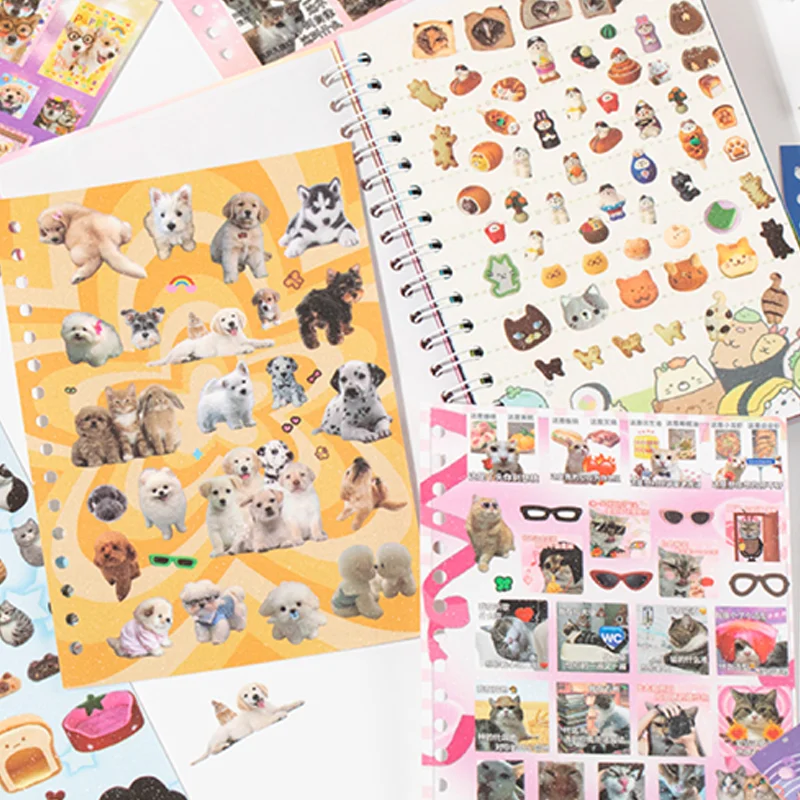 30pcs/bag Cute Pet Battle Cut-Out Coil Sticker Book DIY Handbook Calendar Greeting Cards Diary Notebook Album Material Stickers