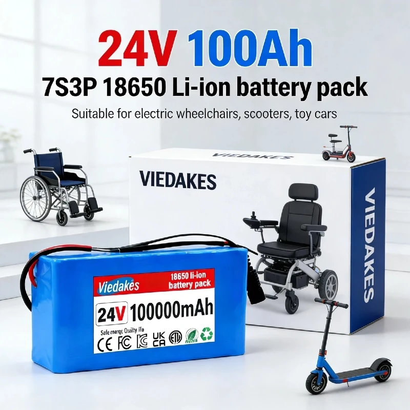 

Литий-ионный аккумулятор 7S3P 24В 100Ач со встроенной BMS и зарядным устройством 29.4В 2А для электрических инвалидных колясок и скутеров (резервное питание)