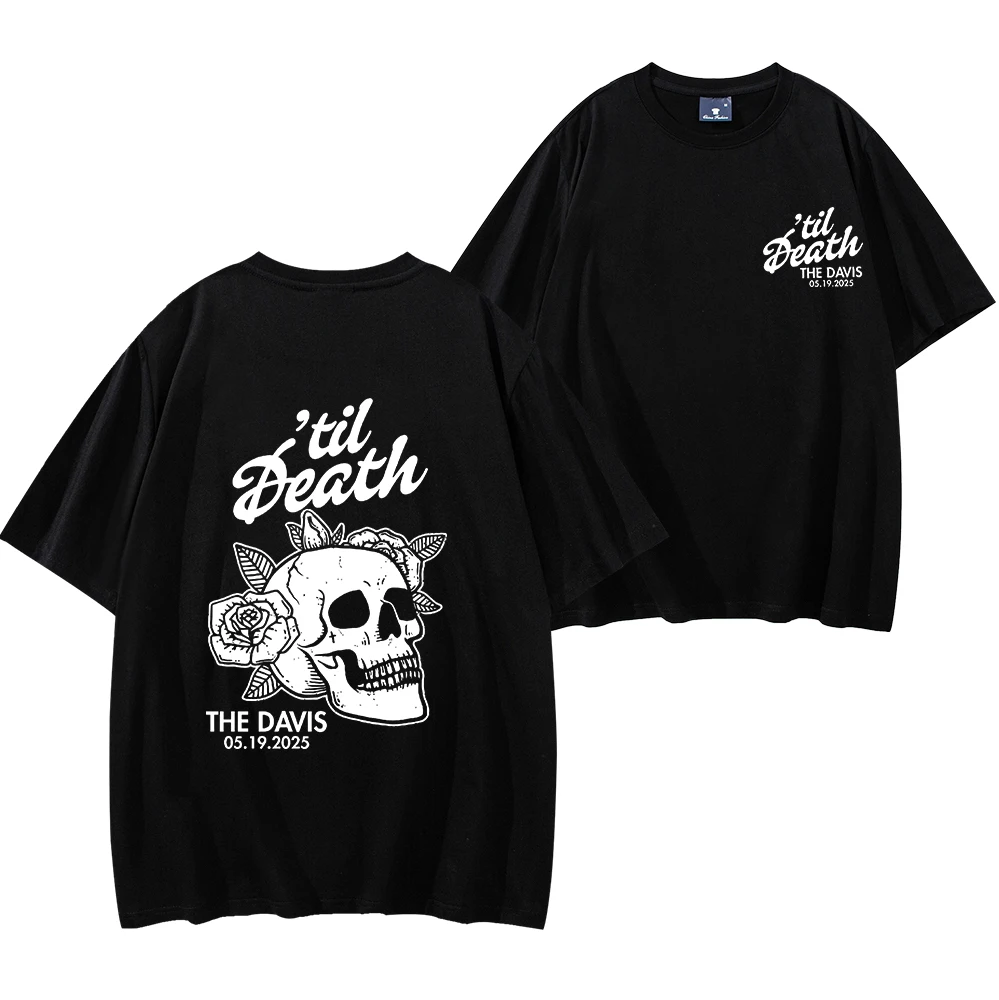 

Рубашка Til Death Skeleton Bride Рубашка Свадебная дата Newlywed Футболки Til Death Женаженная пара Мужчины Женщины Топы с короткими рукавами в стиле хип-хоп