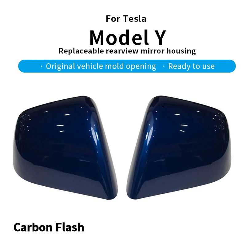 

Карбоновые накладки на зеркала заднего вида для Tesla Model Y 2021-2024, синие, сменные, для замены