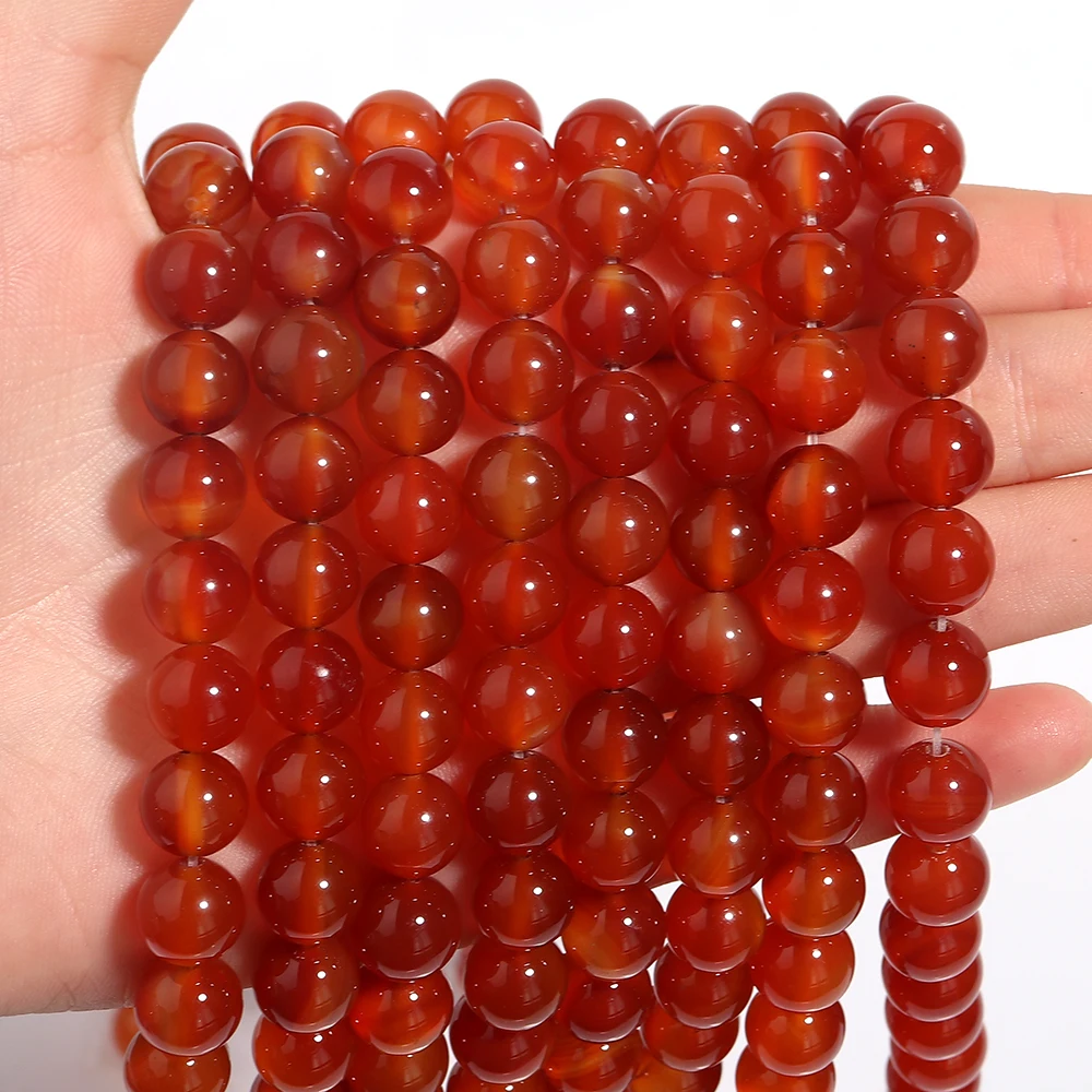 1 Strand Red Carnelian Agate Natural Stone Beads For Jewelry Making  4/6/8/10/12mm Round Loose Beads DIY Bracelets Findings