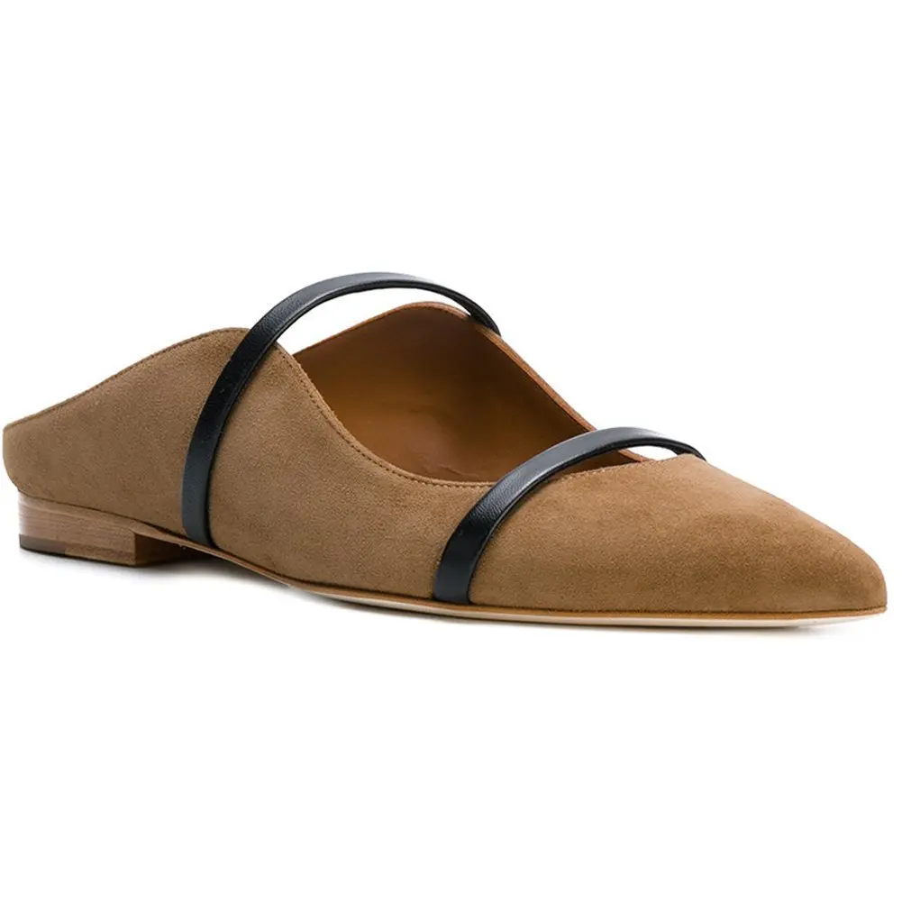 

Double Straps Flats Mules Slippers Pointed Toe Outdoor Women's Slippers 2025 New In Slippers Ladies Sandalias De Mujer Verano