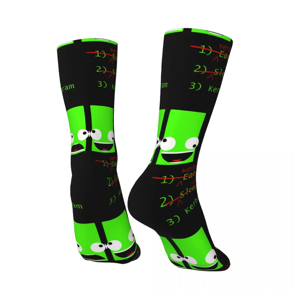 Fröhliches lustiges Essen. Schlaf. Herren socken Retro Harajuku Kerbal Raum programm Spiel Hip Hop Neuheit lässig Crew verrückte Socke Geschenk gedruckt