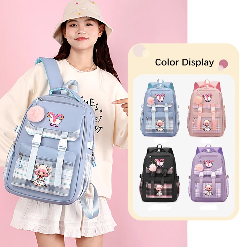 

Клетчатый милый рюкзак для девочек, большая вместительная водонепроницаемая тканевая сумка для книг, детский школьный рюкзак для студентов-подростков