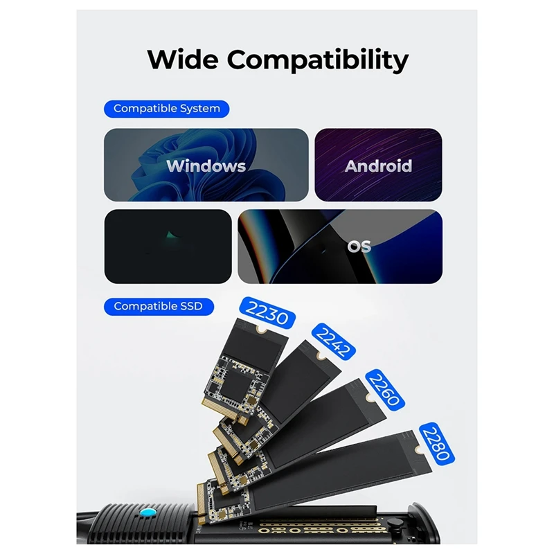 ORICO M.2 Dual Protocol All-In-1 Cable Hard Disk Enclosure Type-C Laptop Desktop Computer External Hard Disk Enclosure