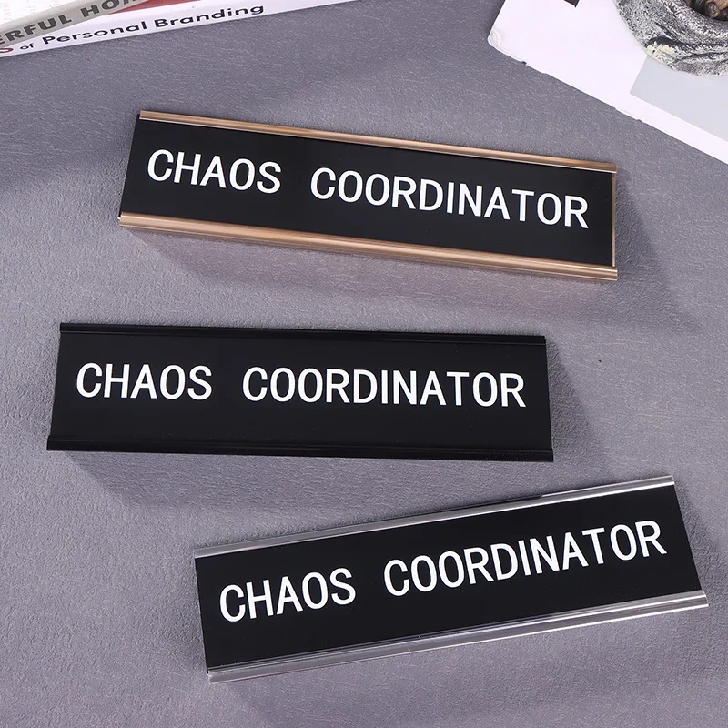Position Card Chaos Coordinator Office Decor Desk Sign Funny Signs Work Supplies For Women Metal Name Plate