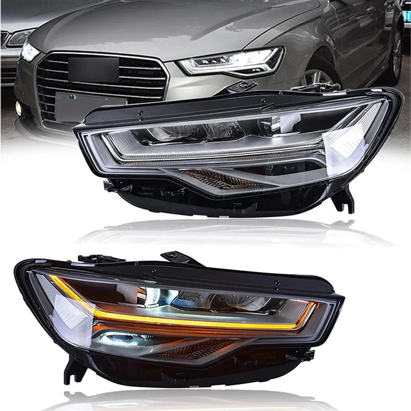 2pc Led Headlghts For Audi A6 2016 2017 2018 A6L C7 Accessories Upgrade Full Led DRL Turn Signal Lights Headlamp Plug And Play