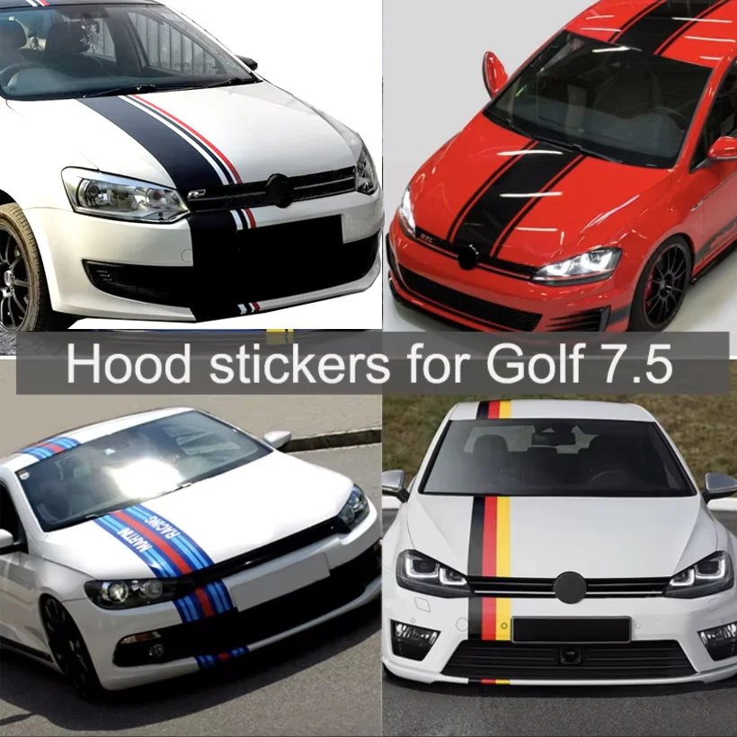 

Sport Racing Front Head Bonnet Hood Bumper Roof Rear Stripe Decal Vinyl Graphic Sticker for Volkswagen VW Golf 7.5 MK7.5
