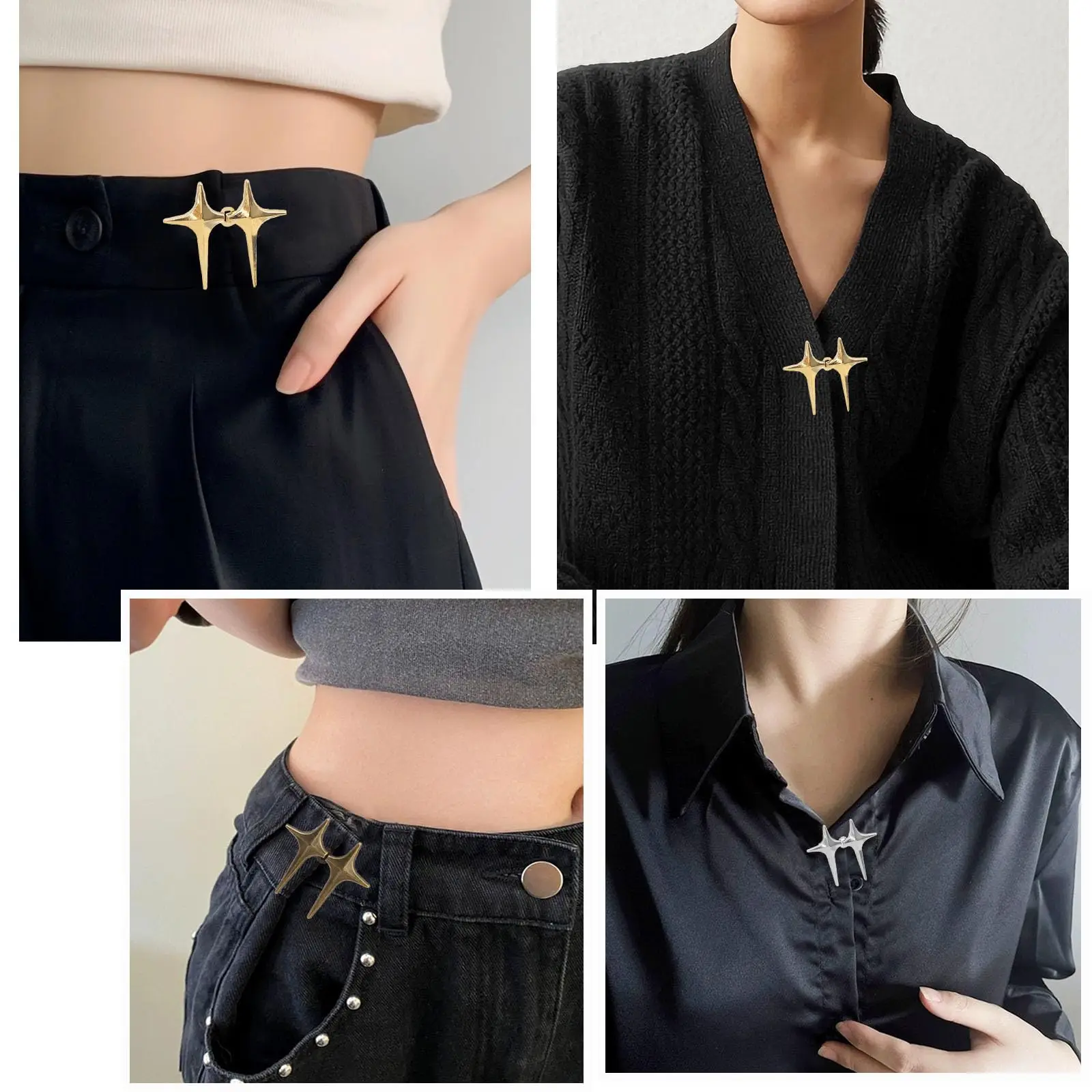 8 Sets Adjustable Star Button Pant Waist Tightener No Sew No Tools Detachable Adjustable Waist Buckle Decorative Pants Accessori