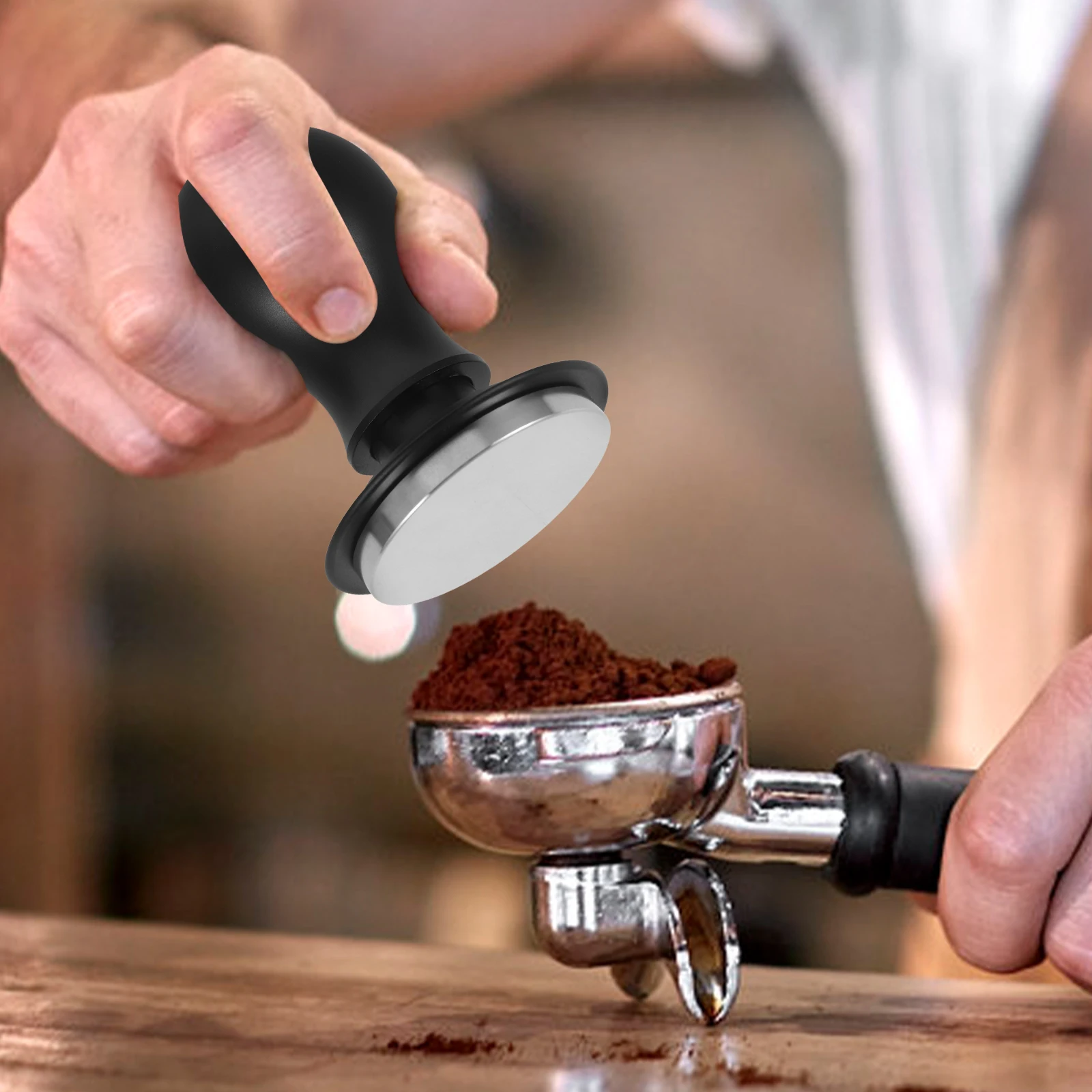 

51mm Coffee Tamper Stainless Steel Espresso Press Tool Adjustable Depth Manual Reusable Coffee Presser Metal Tamper