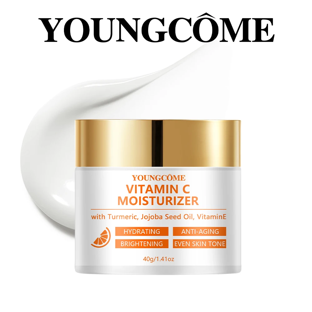 Facial Moisturizer Cream YOUNGCOME Vitamin C Infused with Turmeric Jojoba Seed Oil Vitamin E Daily Skincare for Dry Dull Skin Li