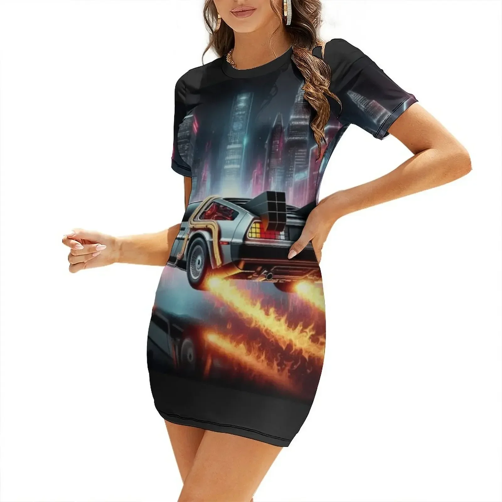

delorean Short-Sleeved Dress evening dresses ladies Aesthetic clothing Woman dresses summer dress women 2026