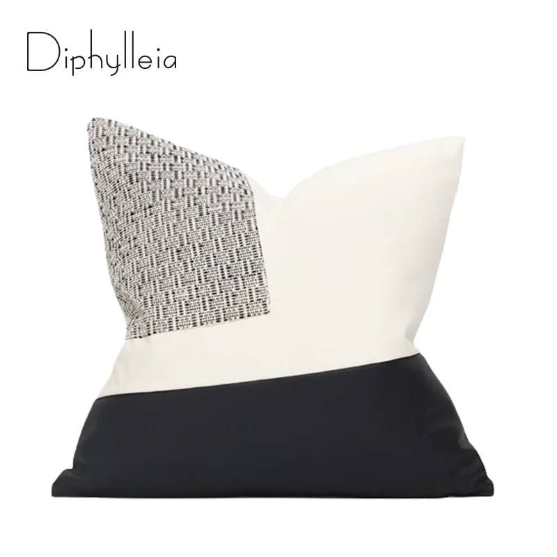 Diphylleia Swedish Style Luxury Decorative Cushion Cover High End Patchwork Textured Throw Pillowcase For Chalet Condo Apartment