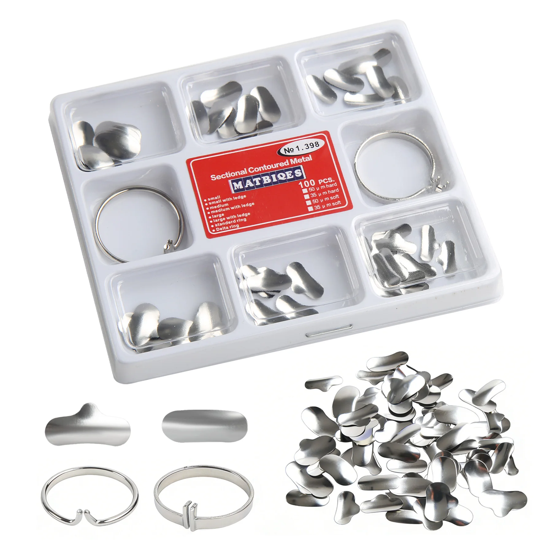 100 pcs Dental Sectional Matrix Contoured System Metal Dentistry Resin Clamping Seperating Ring Autoclavable dental - view 5