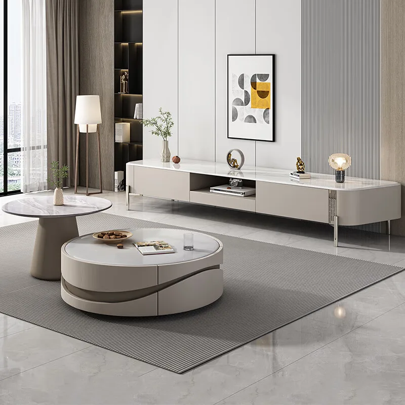 

м Маленькая квартира Современный простой круглый журнальный столик из микрокристаллического камня Гостиная Дом м