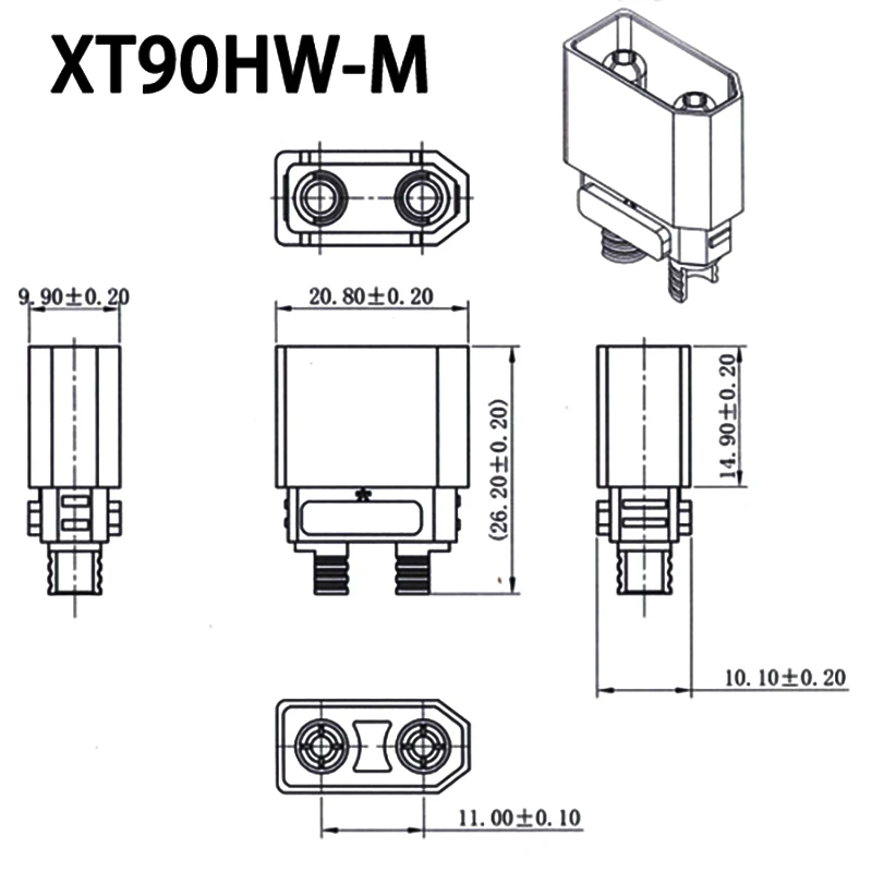 1PCS  XT90HW XT90 Waterproof Gold-plated Low Resistance Male Female Battery Connector Plug XT90HW-M XT90HW-F