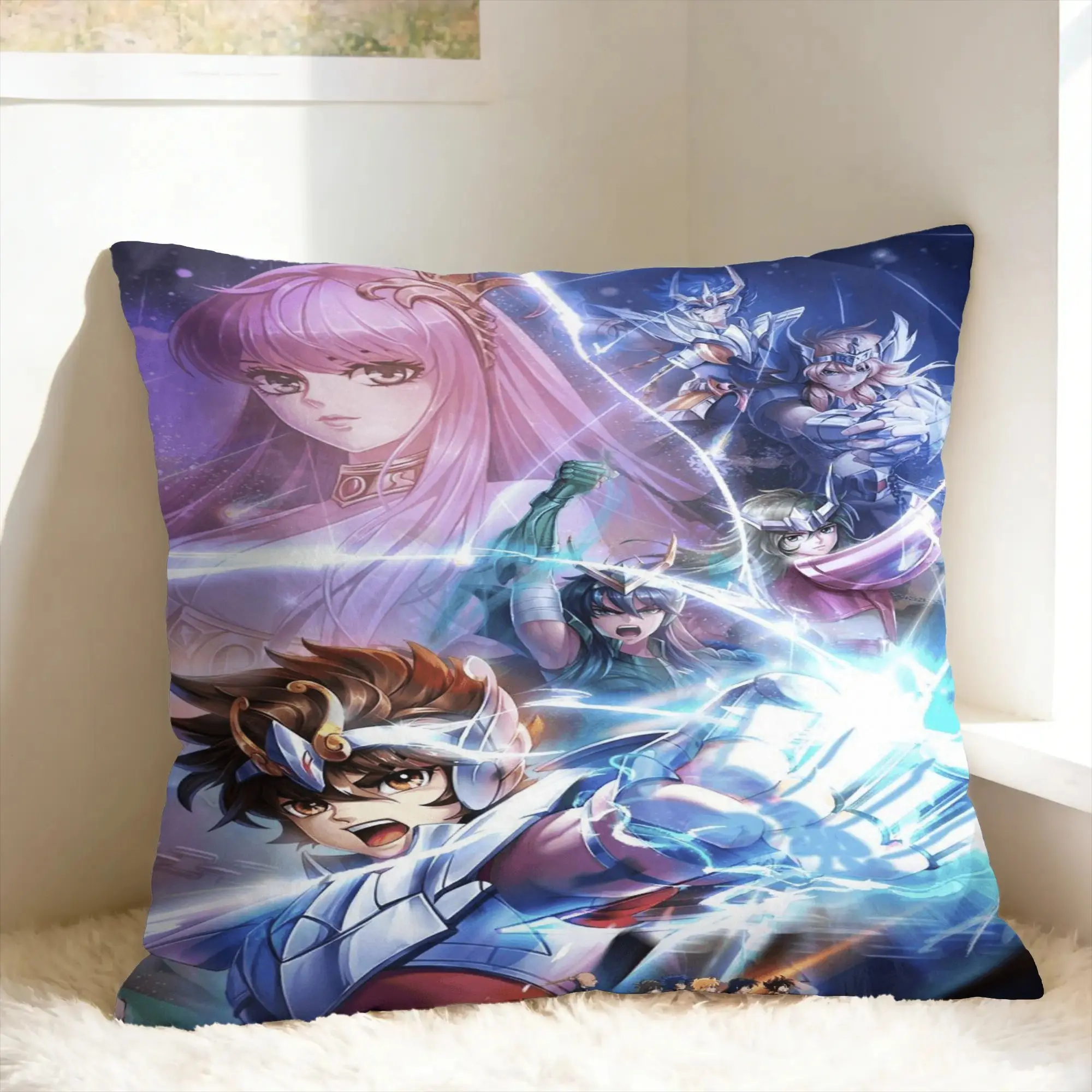 The Knights Pillow Case Saint Seiya Comfy Pillow Cover For Sofa Car Home Decor Kawaii Pillowcases