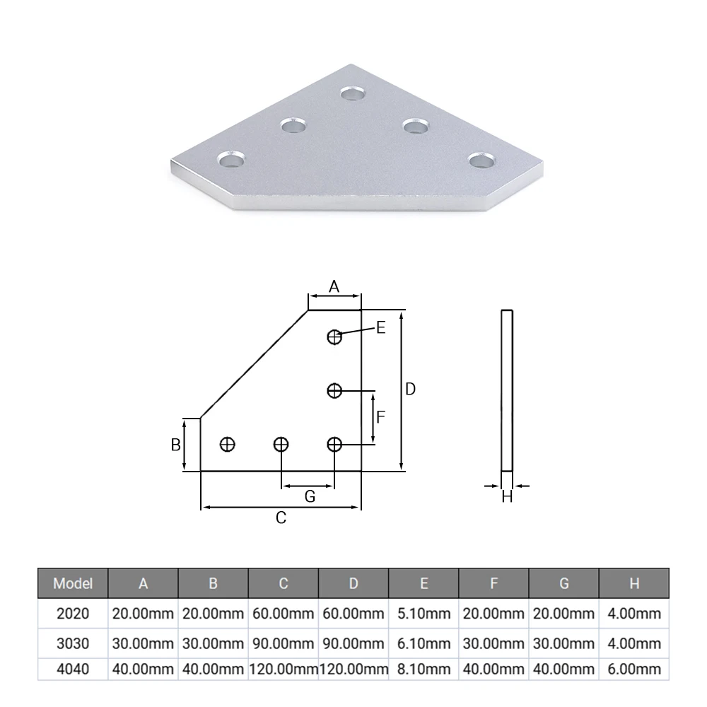 8Pcs Openbuilds 5 hole L 90 Degree Joining Plate Corner Angle Bracket Connection for 2020/3030/4040 Aluminum Extrusion Profile