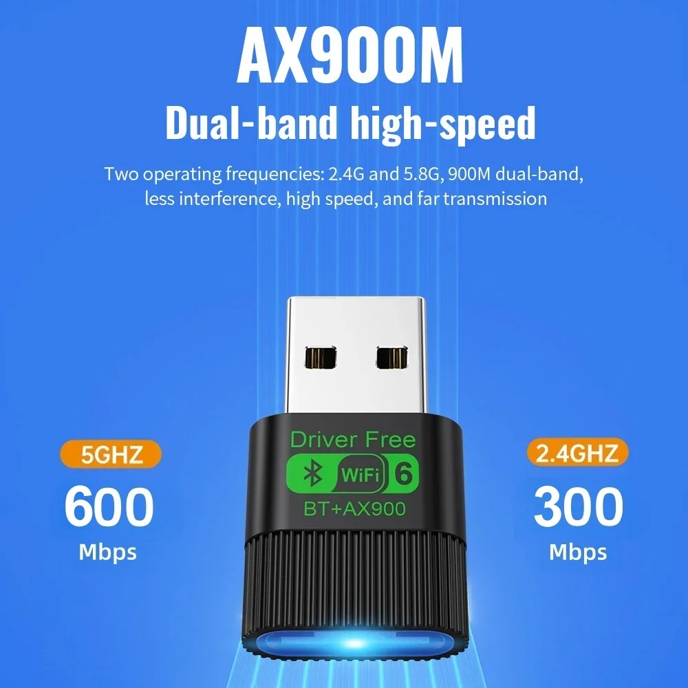 KEBIDUMEI 2IN1 WIFI6 AX900 USB WiFi Network Card Bluetooth 5.4 Wireless Adapter Dual Band 2.4/5GHz 900Mbps Receiver For Win10/11 image 2