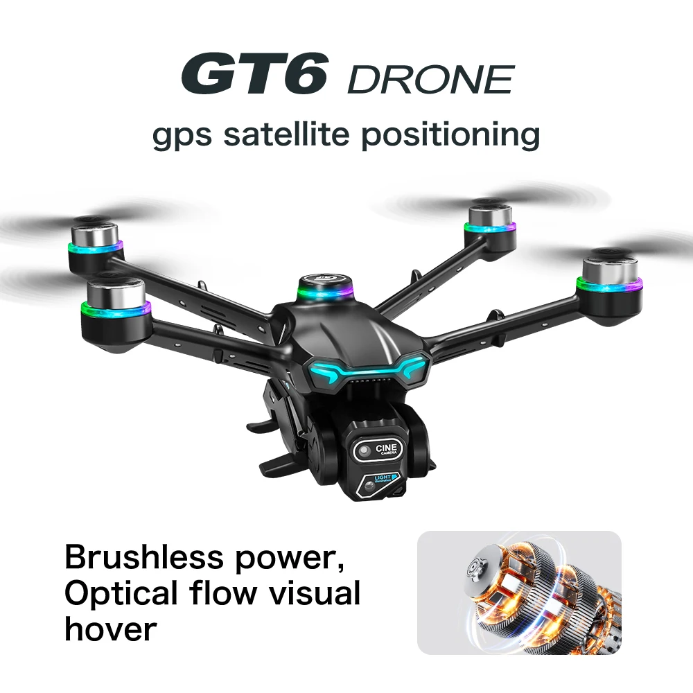 Gt6 Professionele Drone 6-As 4K Hd Wifi Dron Vlucht Batterij Quadcopter Luchtfotografie Obstakel vermijden Vliegtuigen Speelgoed