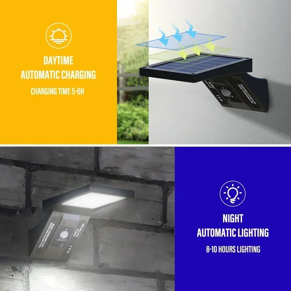 

Motion Sensor Street Light for Courtyard Garage Illumination LED Outdoor Solar Wall Light IP65 Waterproof with Remote Control