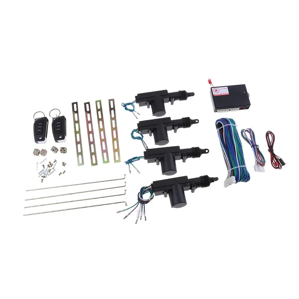 4 Door Central Locking Kit with 2 Keyless Entry Car Remote Controls