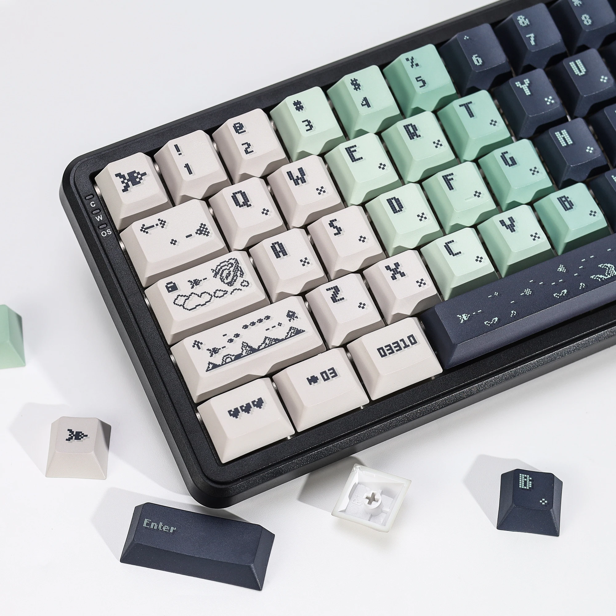 KBDiy Space Impact Keycaps Retro Cherry Profile Alice PBT 7u Keycap Custom für MX Magnetic Switch Gaming Mechanical Keyboard KIT – Detail 17