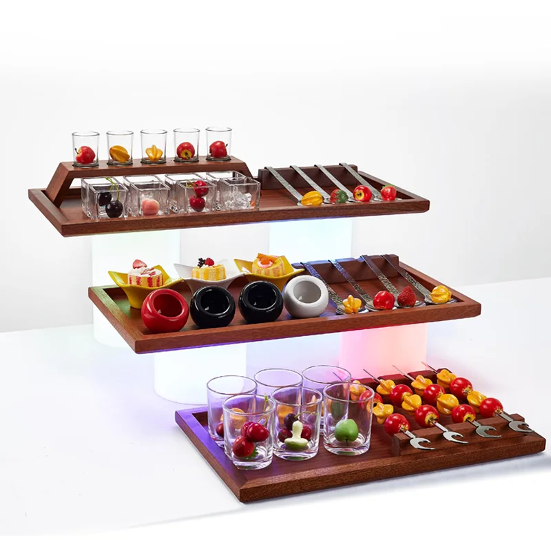 Banquet LED light buffet set up wedding conference tea break supplies high-end tea party dessert rack display