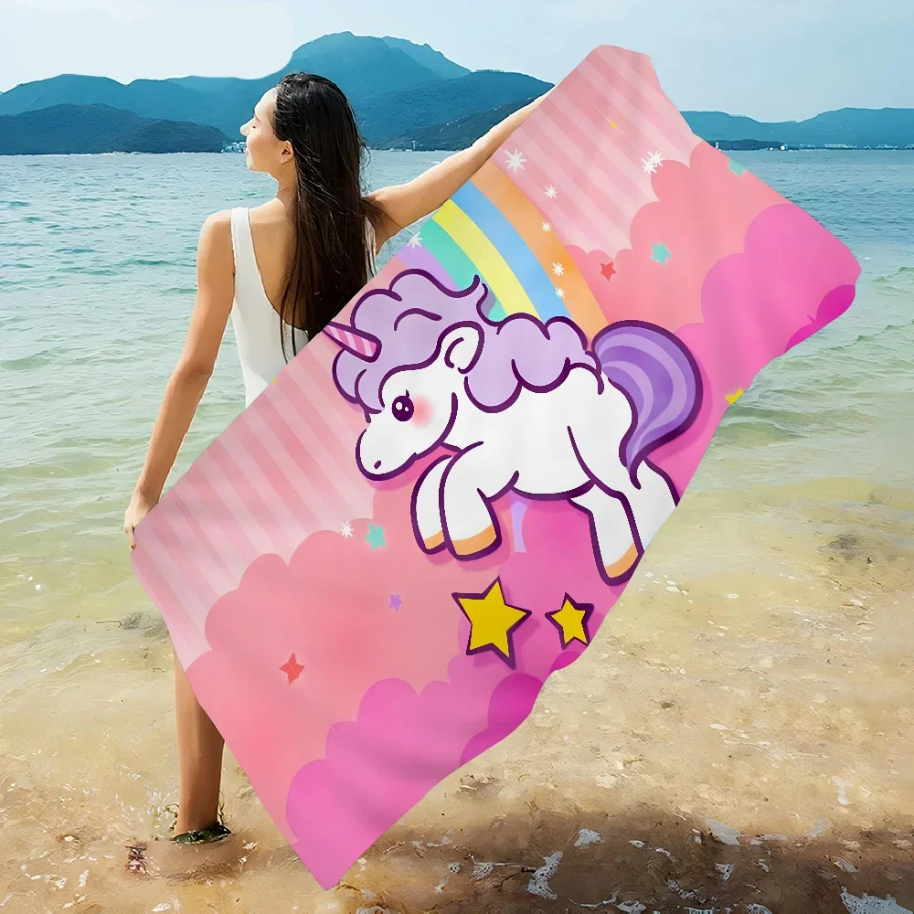 Cartoon Unicorn Animal Microfiber Beach Towel Absorbent Quick dry Soft Yoga Swimming Resort Mountain Climbing Towel