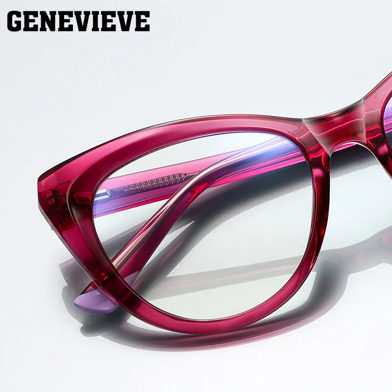 جنيف بسيط عين القط تصميم الأزياء النظارات النسائية المضادة للضوء الأزرق النظارات اللونية وصفة طبية قابلة للتخصيص #3