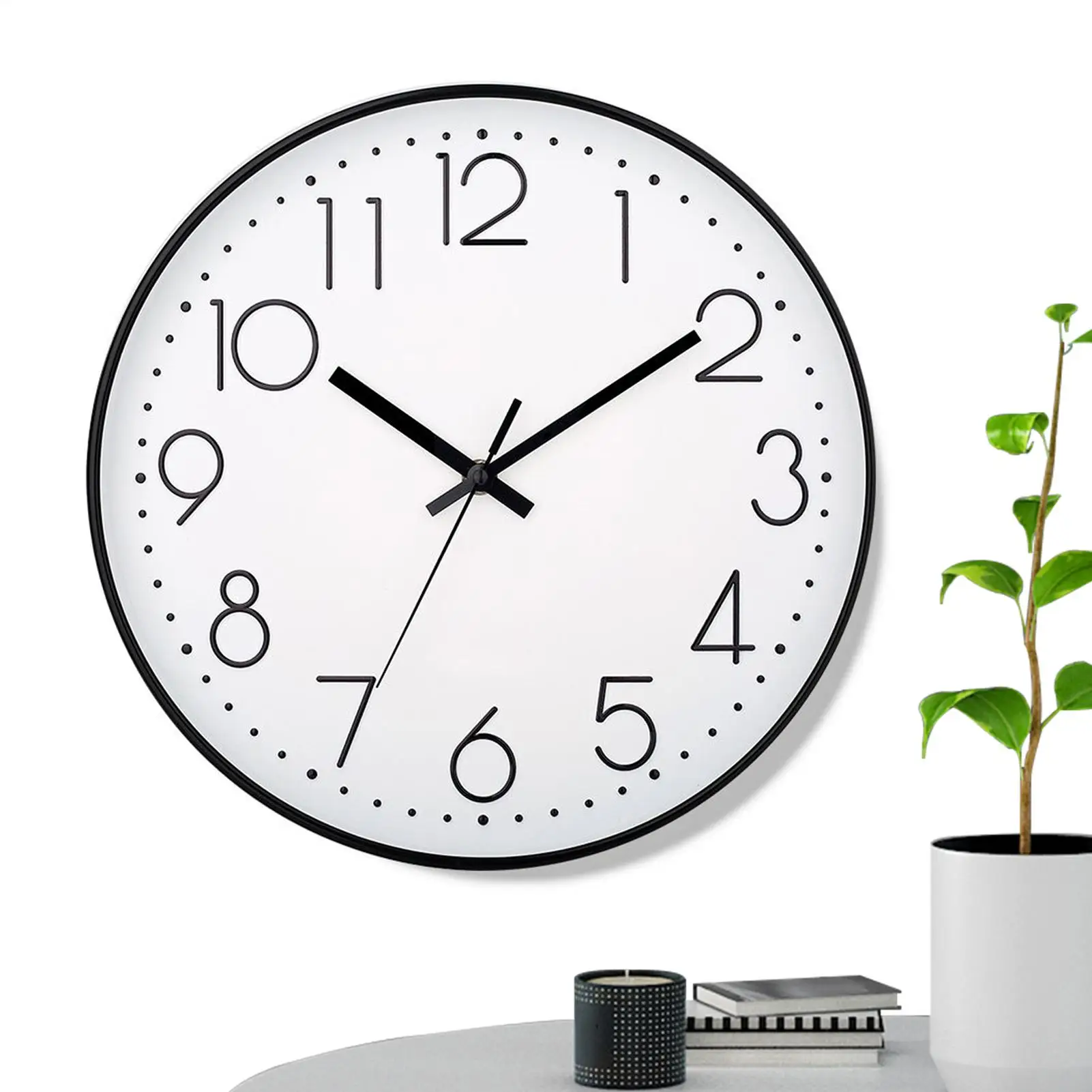 ساعة حائط غير موقوتة 10 بوصة ساعة حائط لغرفة النوم تعمل بالبطارية عرض الوقت ديكور المنزل لمستأجر أصحاب المنازل