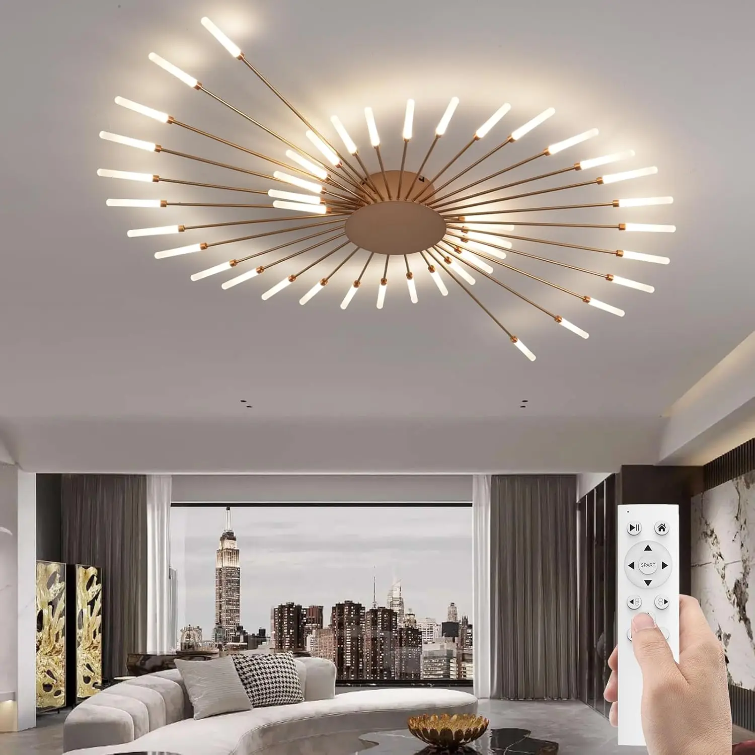 LED-Wohnzimmer-Deckenleuchte Moderne Esszimmer-Deckenlampe Dimmbar mit Fernbedienung