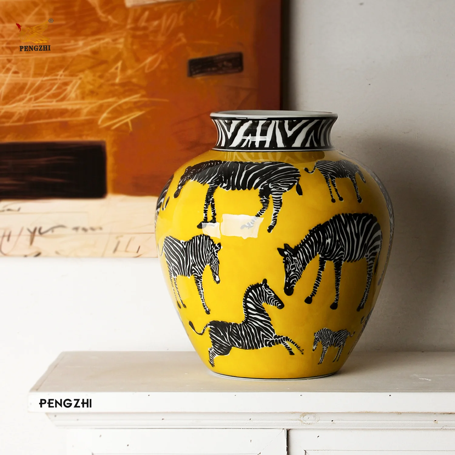 Art Craft Zebra - Ceramic Vase Zebra Pattern Vintage Porcelain