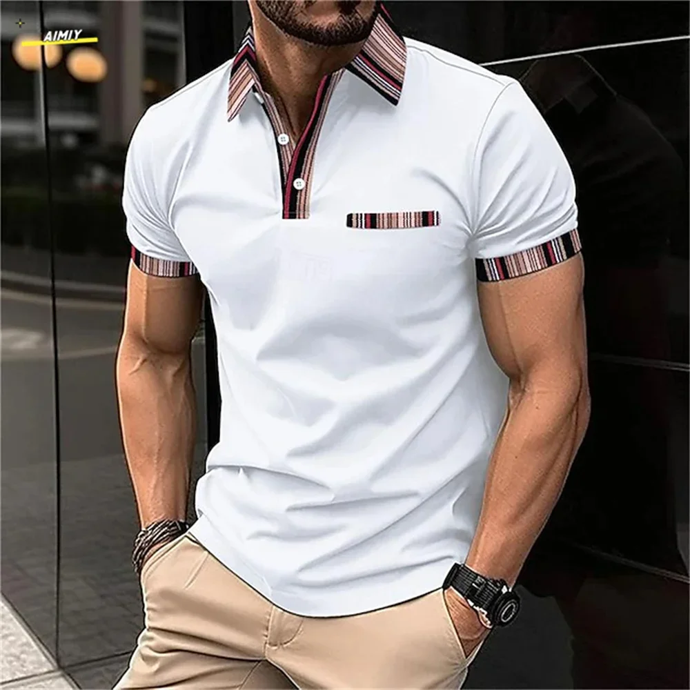 Summer Men's POLO Shirt Button Fashion Casual Business Short Sleeve Shirt
