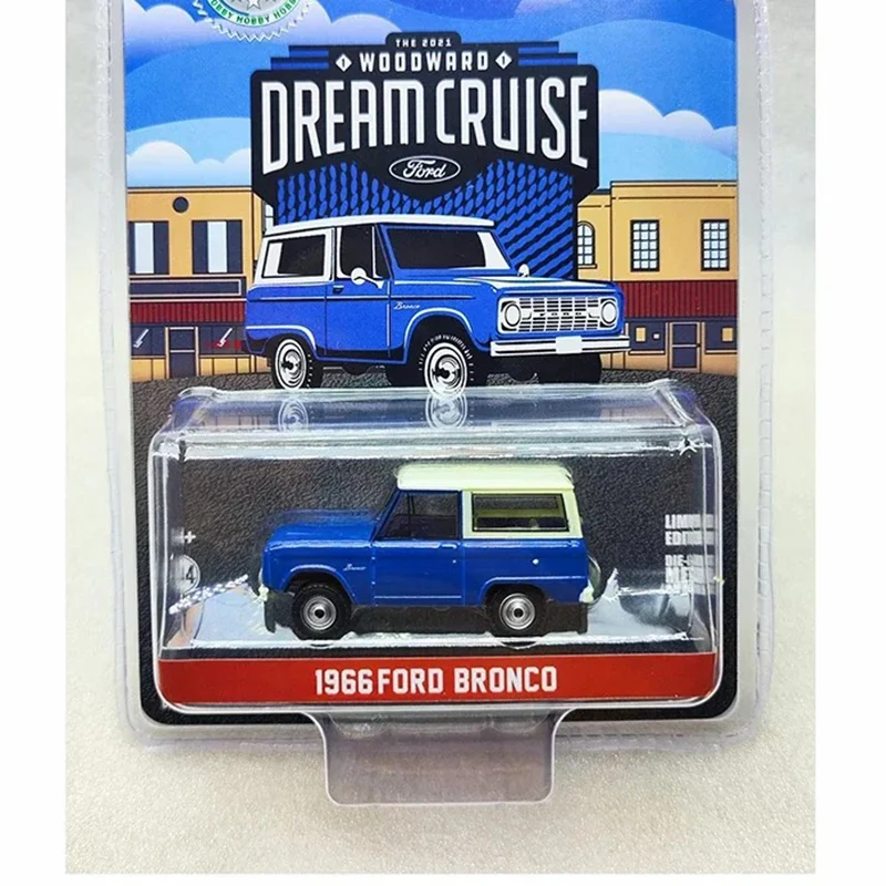 GreenLight Diecast 1:64 Scale 1966 Ford Bronco Travel Style Alloy Simulation Car Model Collection Display Toy