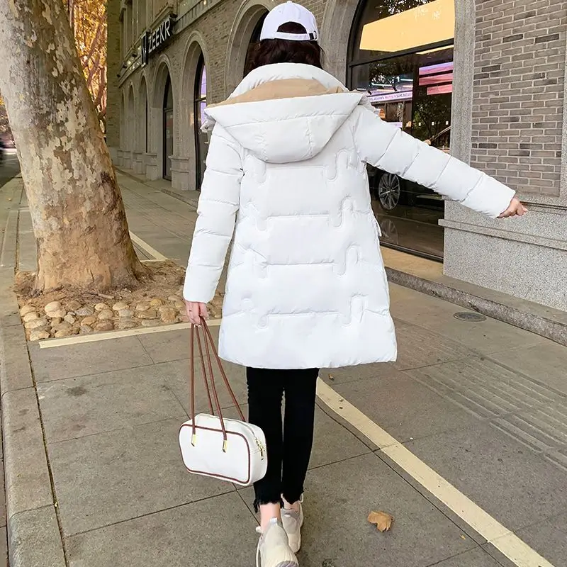 winter new warm Cotton coat women Parkas hooded Mid-Length down padded jacket removable wear clothes Female loose outerwear R576