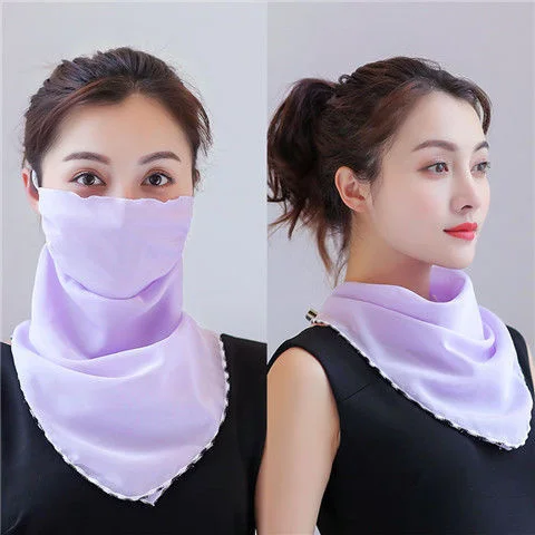 Sunscreen triangle scarf neck mask female summer UV protection breathable thin mask riding veil shade