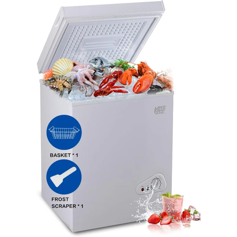 

Грудная морозильная камера 3,5 куб. фута, 7 передач, контроль температуры (1-18 шт.) ° F до -46 ° F), Морозильная камера Deep Compact со съемной корзиной, для дома