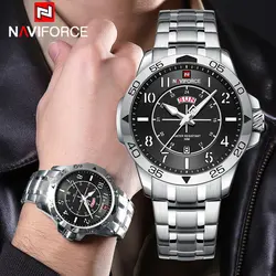 NAVIFORCE Man's Casual Wild Quartz Wristwatch Waterproof Stainless Steel Watches for Men Day and Date Display Clock Reloj Hombre