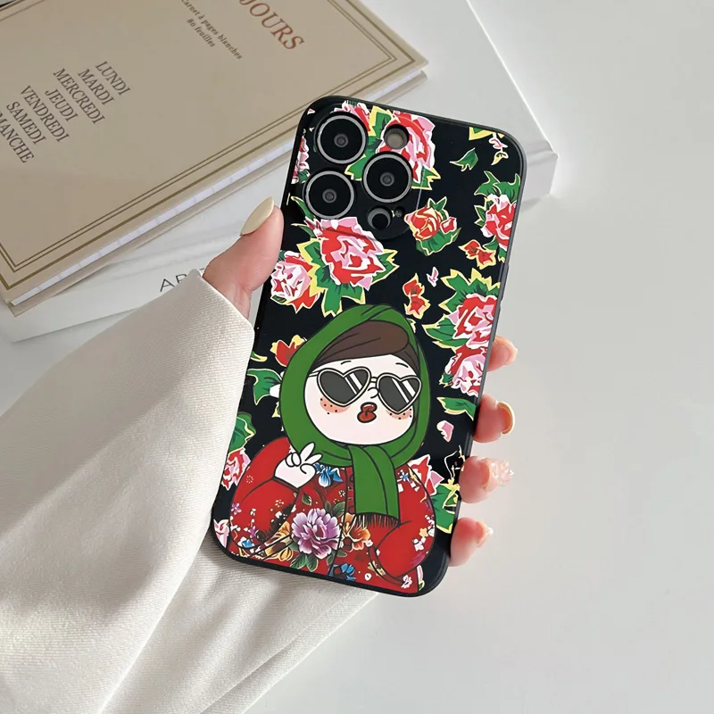 Gourde أزهار لطيفة معطف القطن أنماط العمة جراب هاتف آيفون 16 15 14 12 13 11 برو ماكس IP 7 8 زائد آيفون X XS XR Xs ماكس