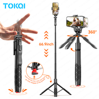 TOKQI L16-TT Pop-up Selfie Stick Tripod Phone Stand for Moible Phone 360° Rotation Shooting Vlog Extendable, Optional Fill Light