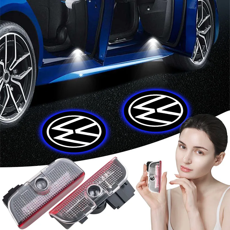 Car Led Lights Logo Universal Wireless Welcome Light Car Accessories For VW Volkswagen Golf 7 Passat B6 Mk4 Tiguan Scirocco GTI