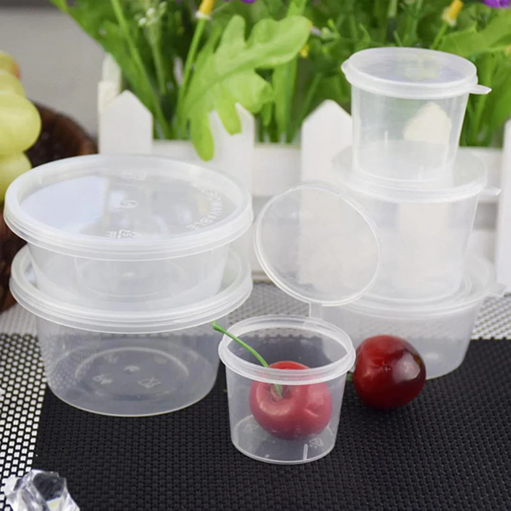 

100pcs 3Oz Plastic Sauce Cups Disposable Portion Containers For Yogurt Jelly Pudding Dessert Party Wedding Catering Snack