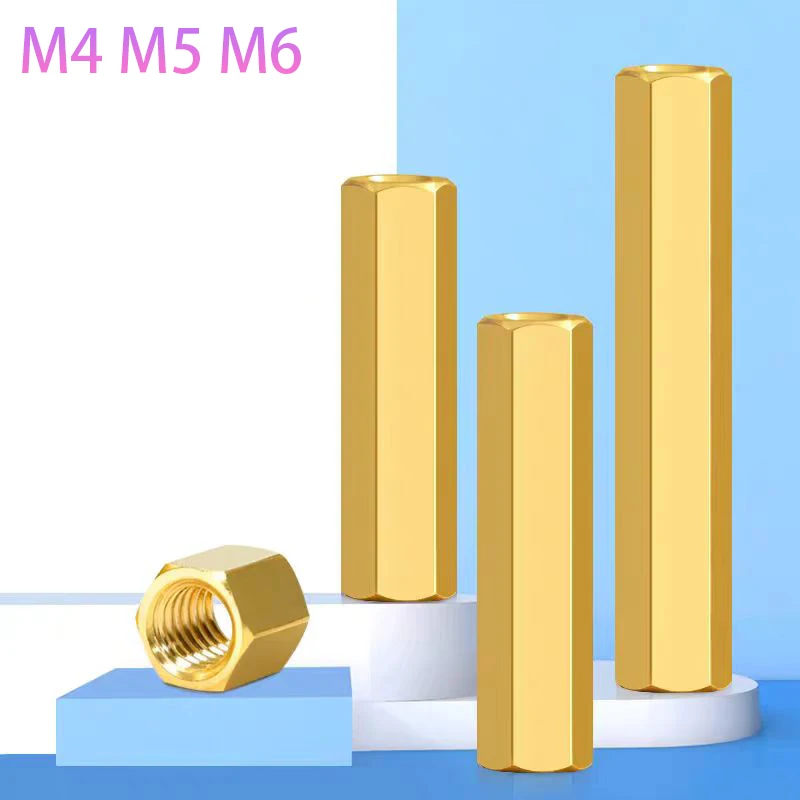 

2-40pcs Hex Brass Motherboard Standoffs Stud M4 M5 M6 Spacing Screw Hexagon Copper Female PCB Pillars Bolt Length 5/6/8/10-80mm