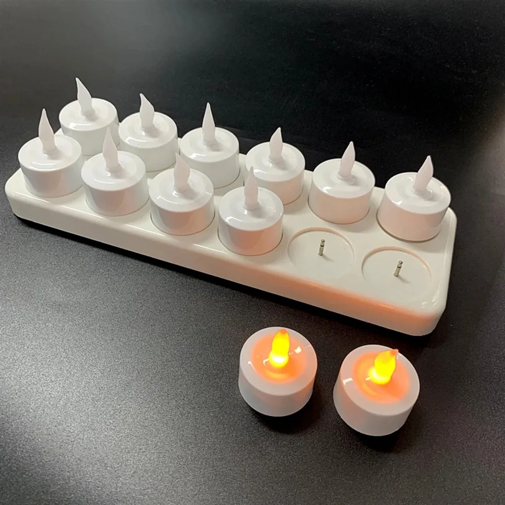 6/12Pack LED Candle Lamp Rechargeable Creative Flickering Simulation Flame Candle Night tea Light Party Home Table Decoration